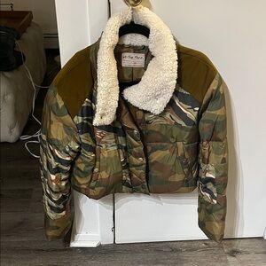 We The Free Camouflage Puffer Jacket with Sherpa Collar